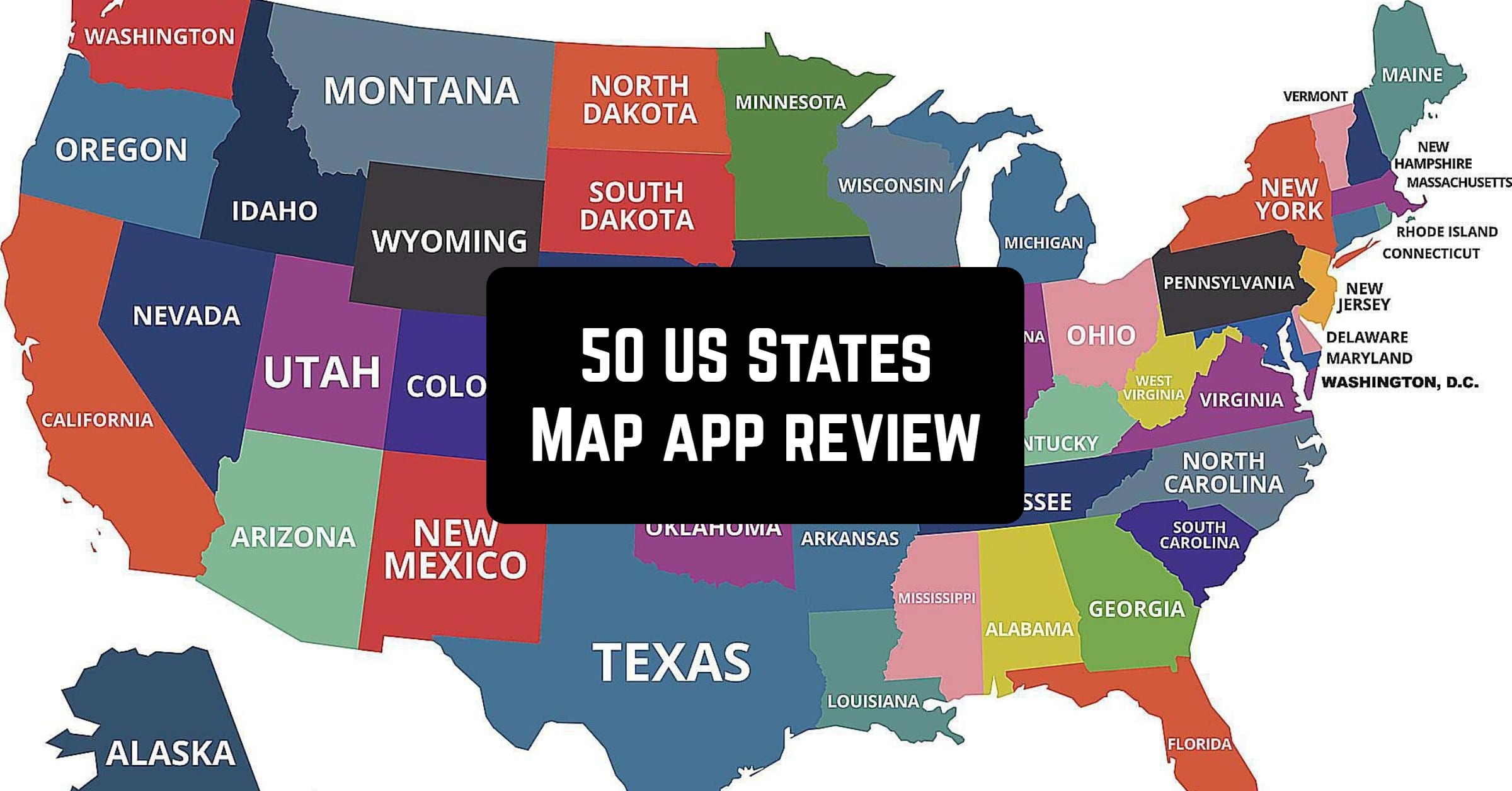 50 US States Map Capitals Flags American Quiz App Review App 