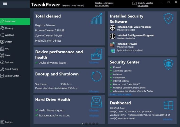 free instal TweakPower 2.040