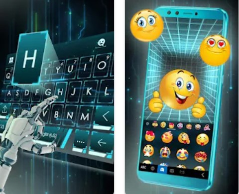 Neon 3d Tech Hologram Keyboard Theme10