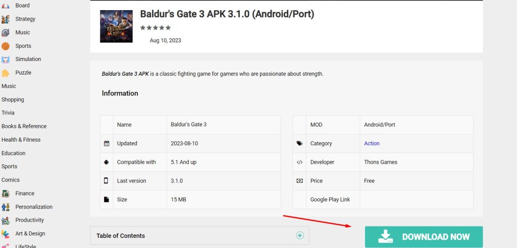 Baldur's Gate 3 APK download